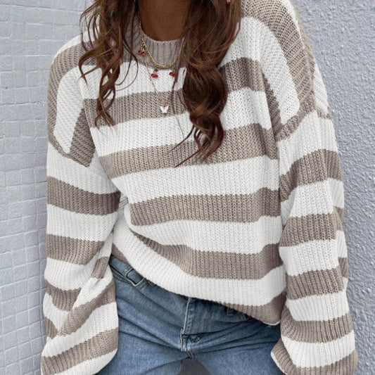 Women's Striped Drop-Shoulder Sweater | Pikywiky