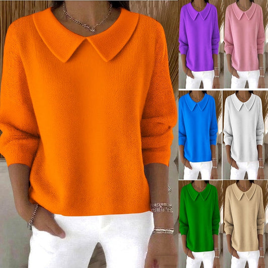 Women's Loose Solid Long Sleeve Top | Pikywiky