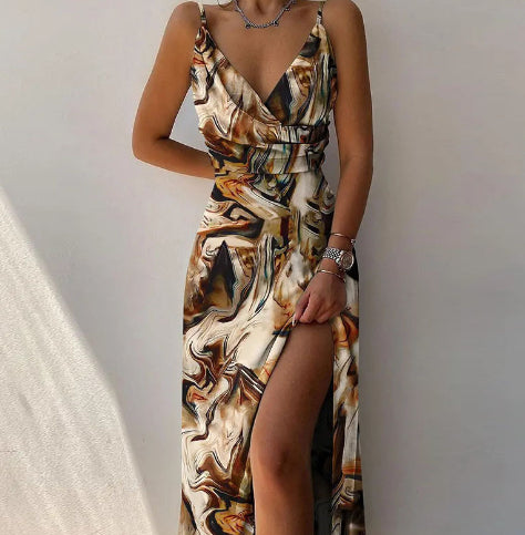 Women's V-Neck Slit Midi Slip Dress | Pikywiky, photo 14
