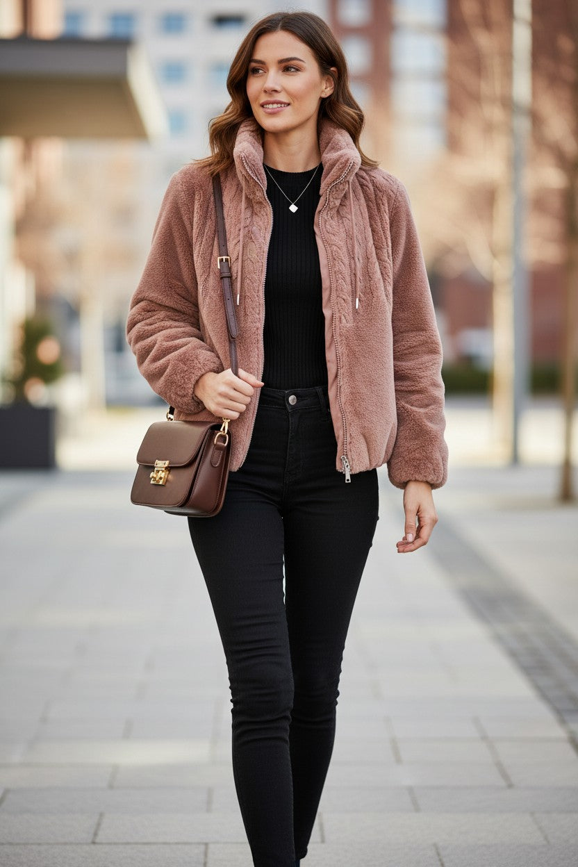 Women's Double-Faced Fleece High Neck Cardigan | Pikywiky, photo 6