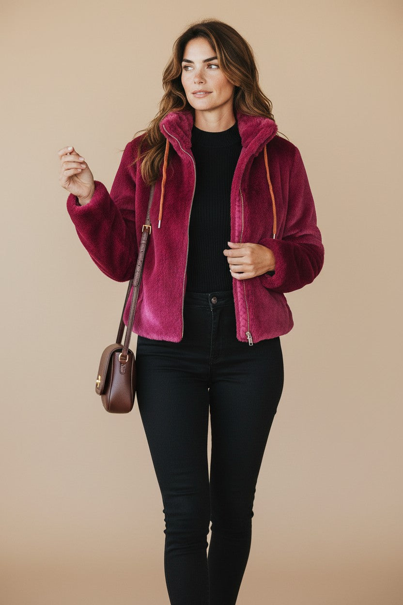 Women's Double-Faced Fleece High Neck Cardigan | Pikywiky, photo 8