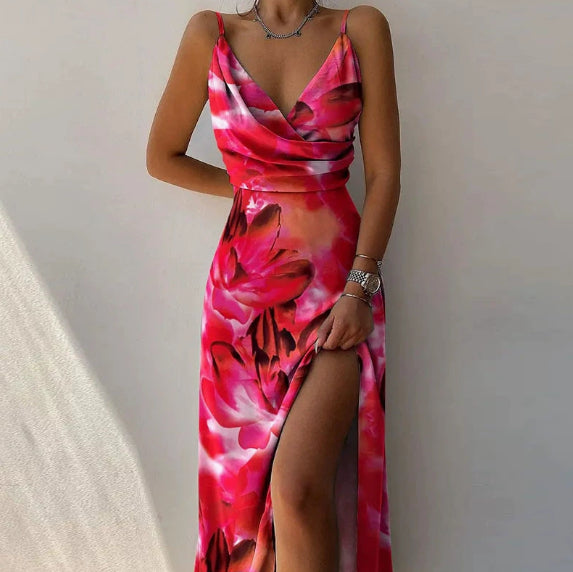 Women's V-Neck Slit Midi Slip Dress | Pikywiky, photo 18