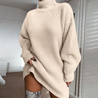 Women's Turtleneck Oversized Knit Sweater Dress | Pikywiky, photo 6