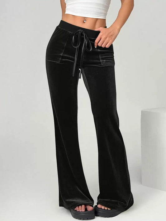 Women's Velvet Micro Flare Pants | Pikywiky