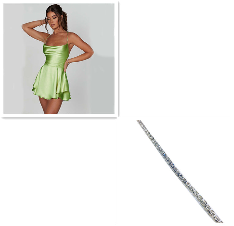Women's Satin Lace-Up Backless A-Line Mini Slip Dress | Pikywiky, photo 16