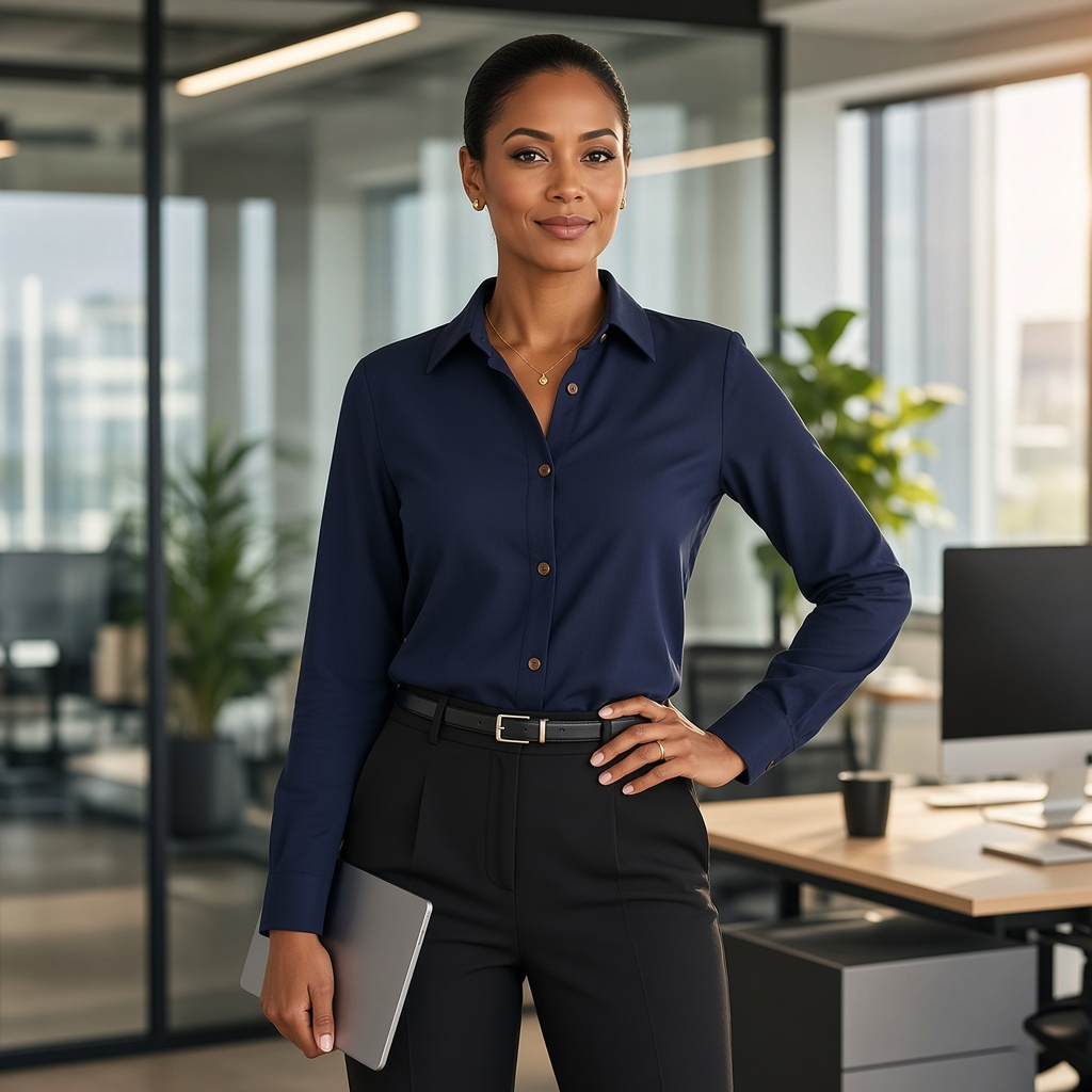 Women's Solid Long-Sleeve Blouse | Pikywiky, photo 2
