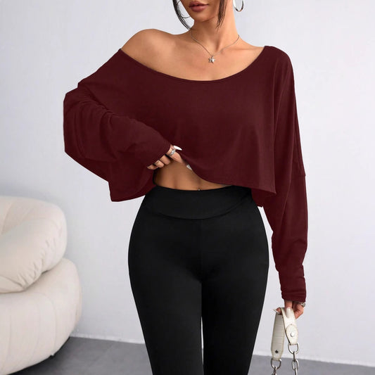 Women's Off-Shoulder Batwing Cropped Top | Pikywiky