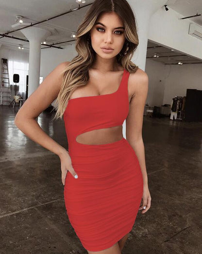 Women's One-Shoulder Cutout Bodycon Mini Dress | Pikywiky, photo 2