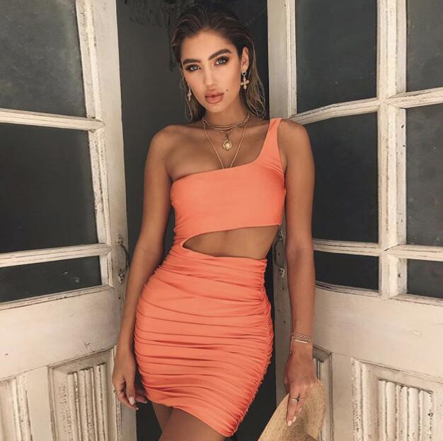 Women's One-Shoulder Cutout Bodycon Mini Dress | Pikywiky, photo 5