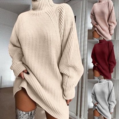 Women's Turtleneck Oversized Knit Sweater Dress | Pikywiky, photo 3