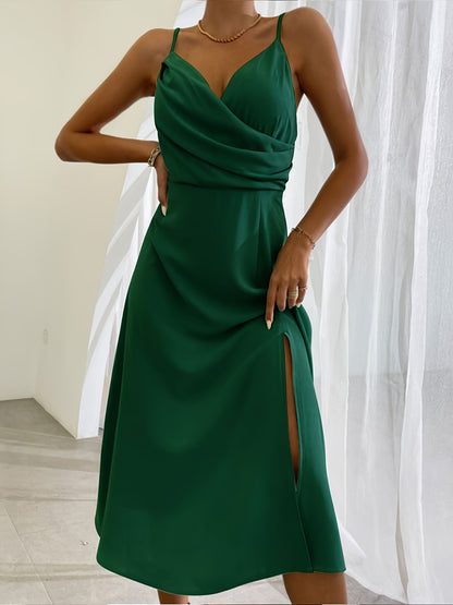 Women's V-Neck Slit Midi Slip Dress | Pikywiky, photo 15