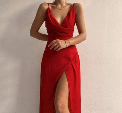 Women's V-Neck Slit Midi Slip Dress | Pikywiky, photo 10