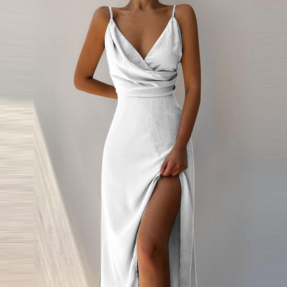 Women's V-Neck Slit Midi Slip Dress | Pikywiky, photo 20