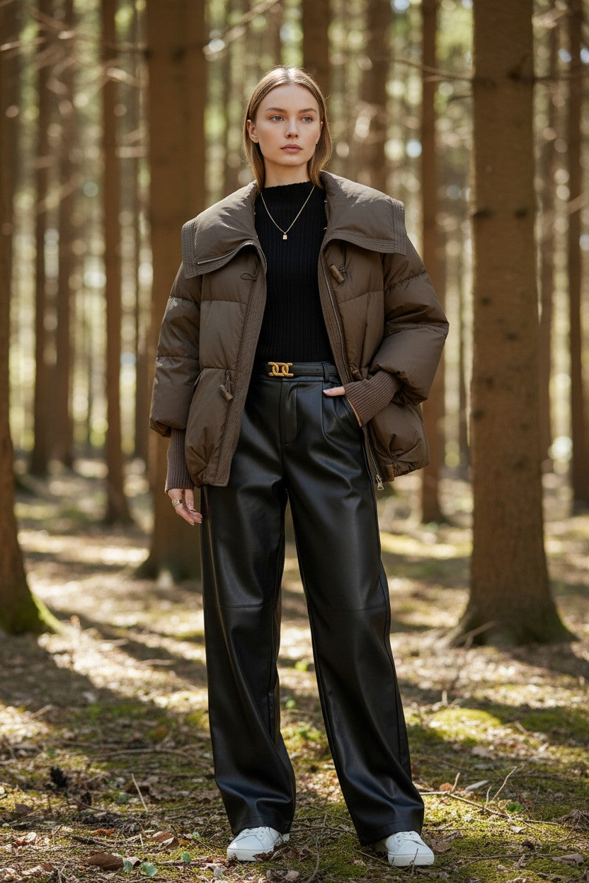Women's Short Padded Winter Jacket with Faux Fur Collar | Pikywiky, photo 8