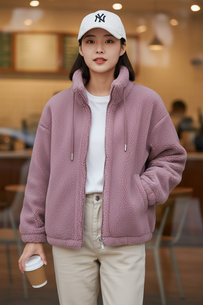 Women's Double-Faced Fleece High Neck Cardigan | Pikywiky, photo 7