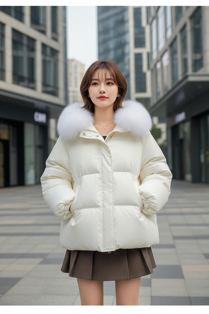 Women's Short Padded Winter Jacket with Faux Fur Collar | Pikywiky, photo 2