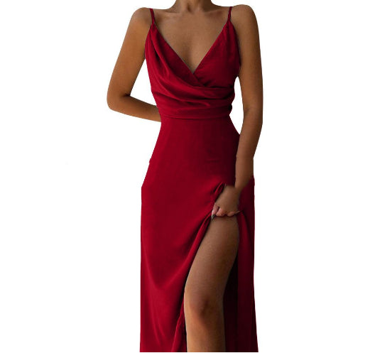 Women's V-Neck Slit Midi Slip Dress | Pikywiky, photo 11