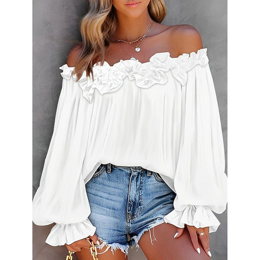 Women's Off-Shoulder Ruffle Blouse | Pikywiky