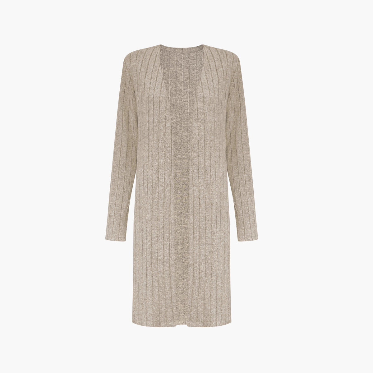 pikywiky beige long-sleeve open-front ribbed knit cardigan from a three-piece lounge set