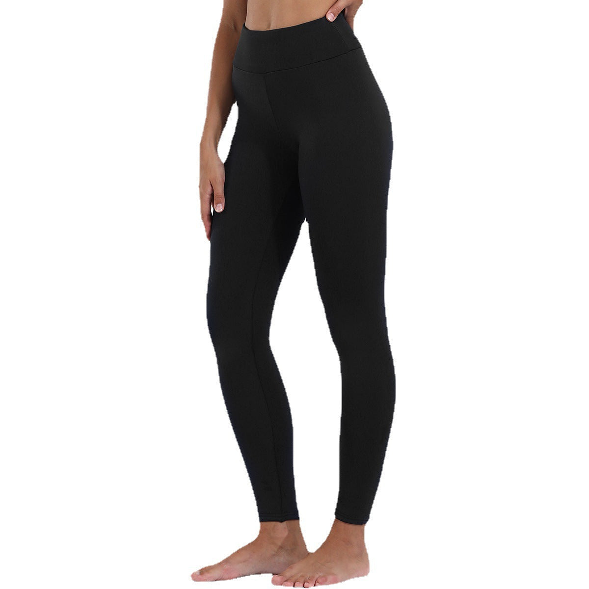 pikywiky black high-waisted winter leggings with a thick lamb cashmere lining for warmth and hip lifting support