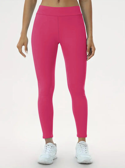 pikywiky high-waisted hot pink athletic leggings with a flattering, supportive fit for yoga and gym workouts.