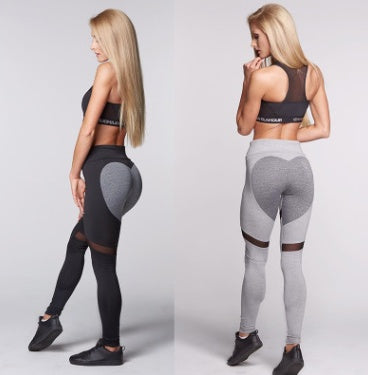 Pikywiky heart print push-up gym leggings worn by a blonde woman