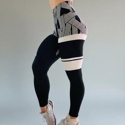 Pikywiky women's black and white geometric high-waisted leggings, photo 6