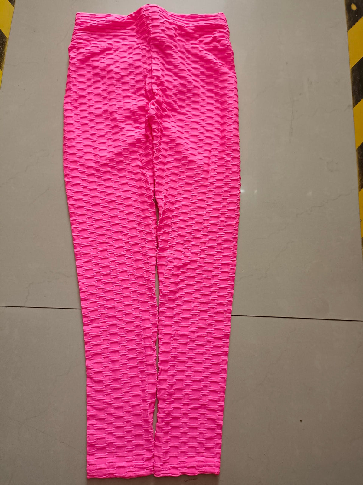 pikywiky bright pink scrunch leggings with a textured jacquard pattern for a booty lifting effect