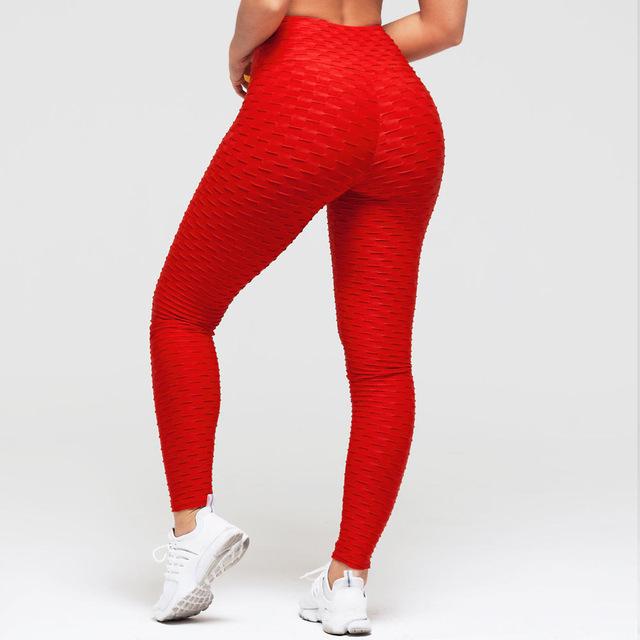 pikywiky red booty lifting scrunch leggings with textured jacquard pattern for a slim fit athletic look