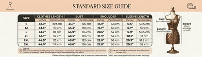 Pikywiky women's casual long woolen coat size chart in inches and centimeters